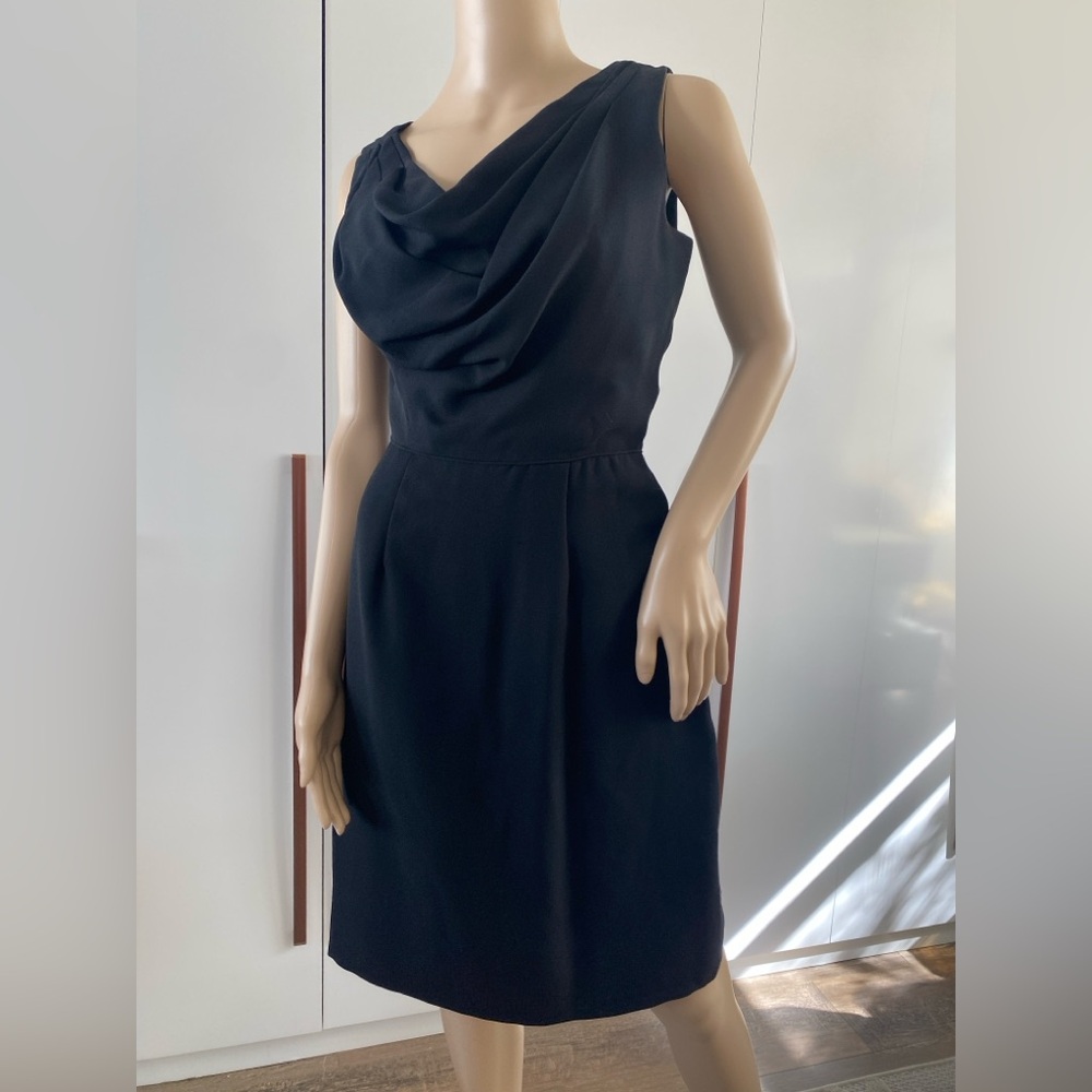 Chic Black Draped Midi Dress